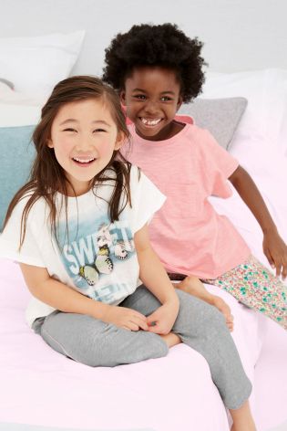 Grey/Pink/White Butterfly Pyjamas Two Pack (3-16yrs)